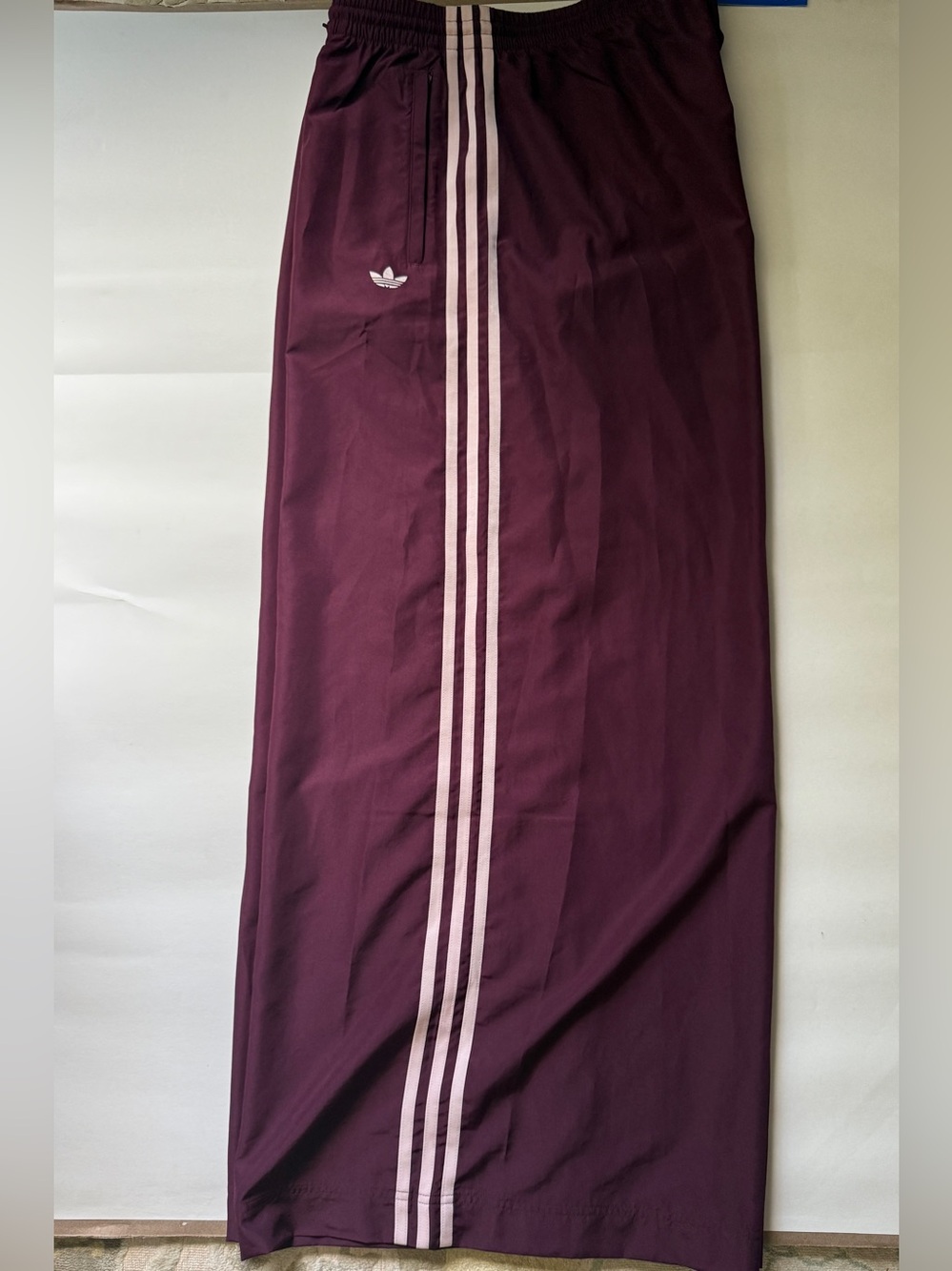 Adidas [M] Firebird Adilenium Wide Leg Track Pants Maroon/Sandy Pink KW3619 - Picture 4 of 11